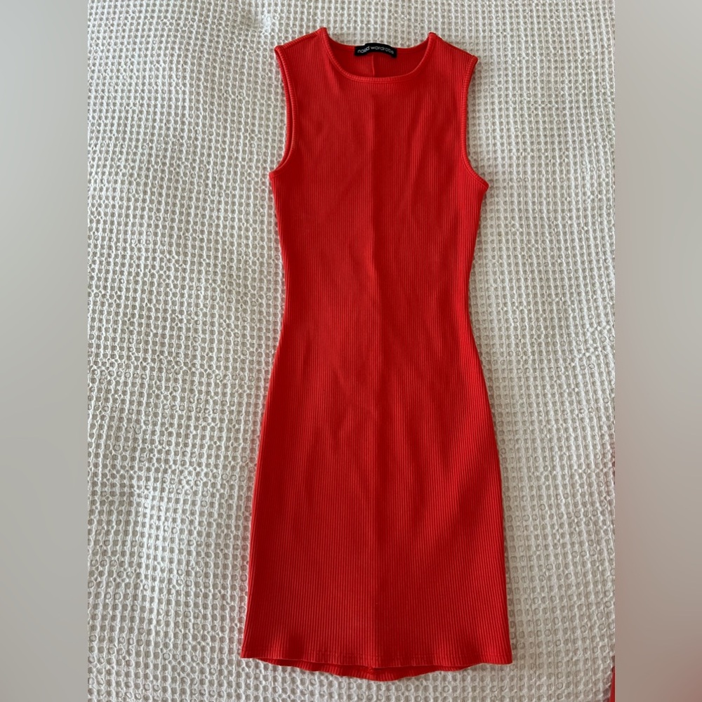 naked wardrobe Red Ribbed Tank Dress